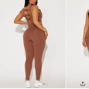 Fashion Nova Brown Leggings and Crop Top Set